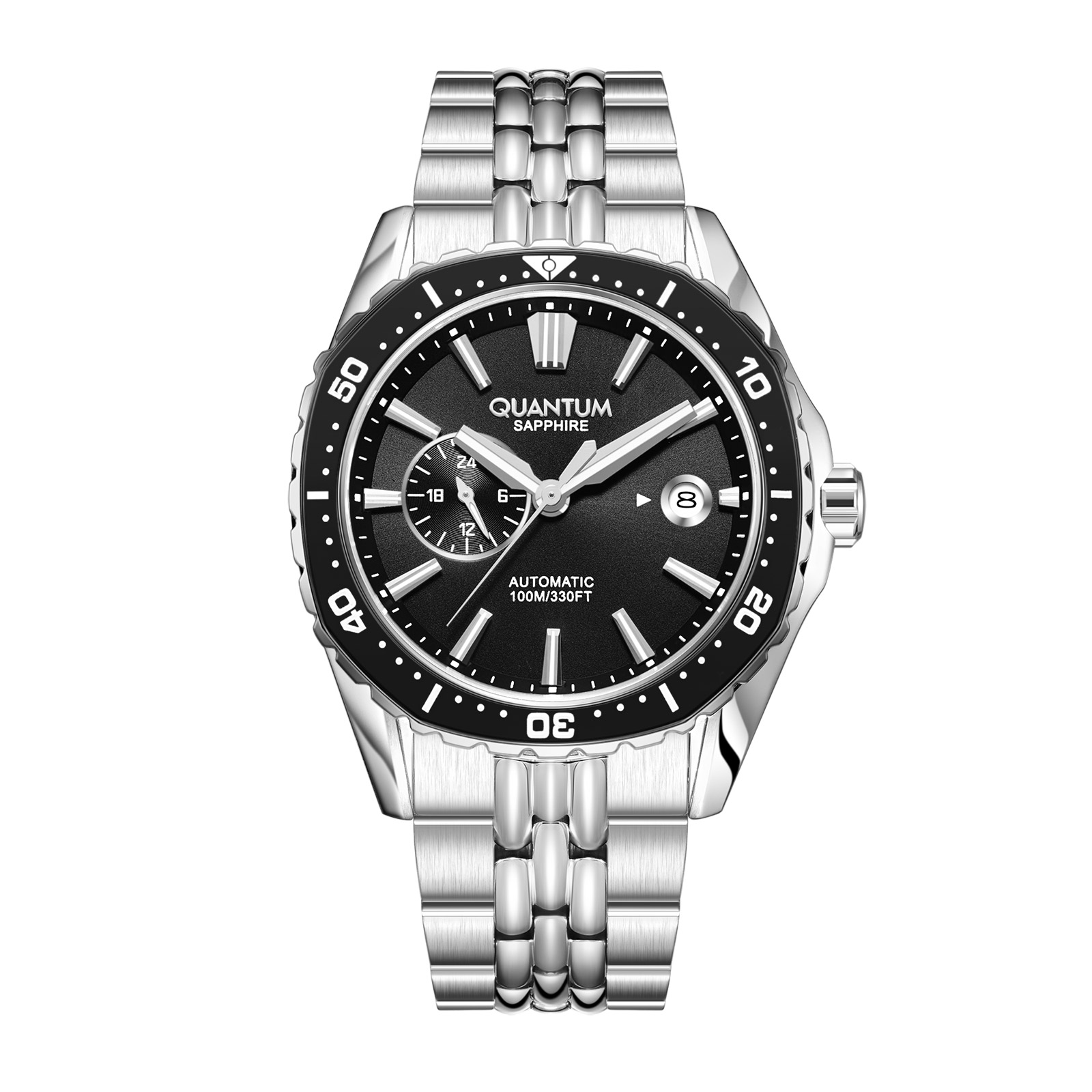 Quantum Automatic herr svart/stål, metallband - QMG1257.350