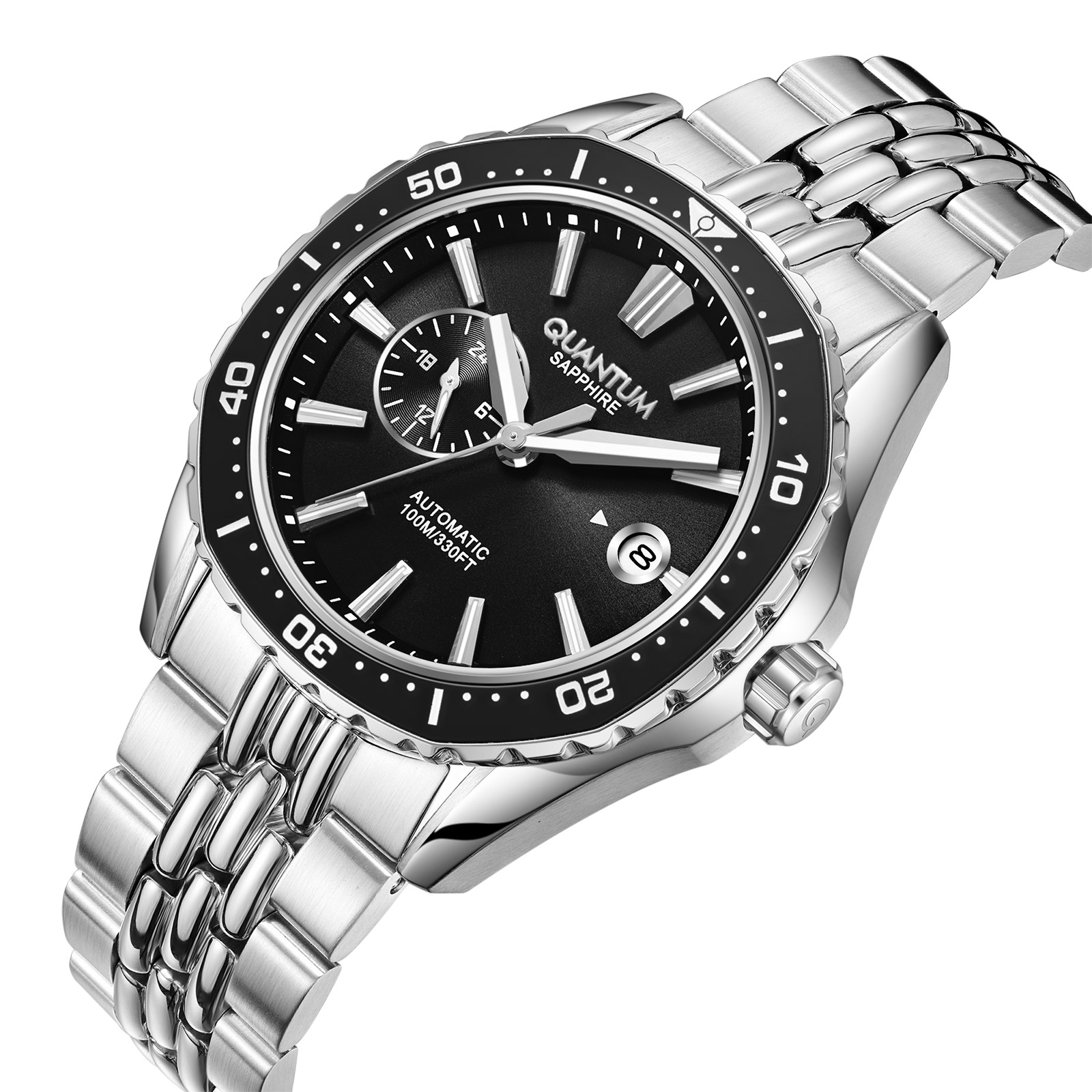 Quantum Automatic herr svart/stål, metallband - QMG1257.350