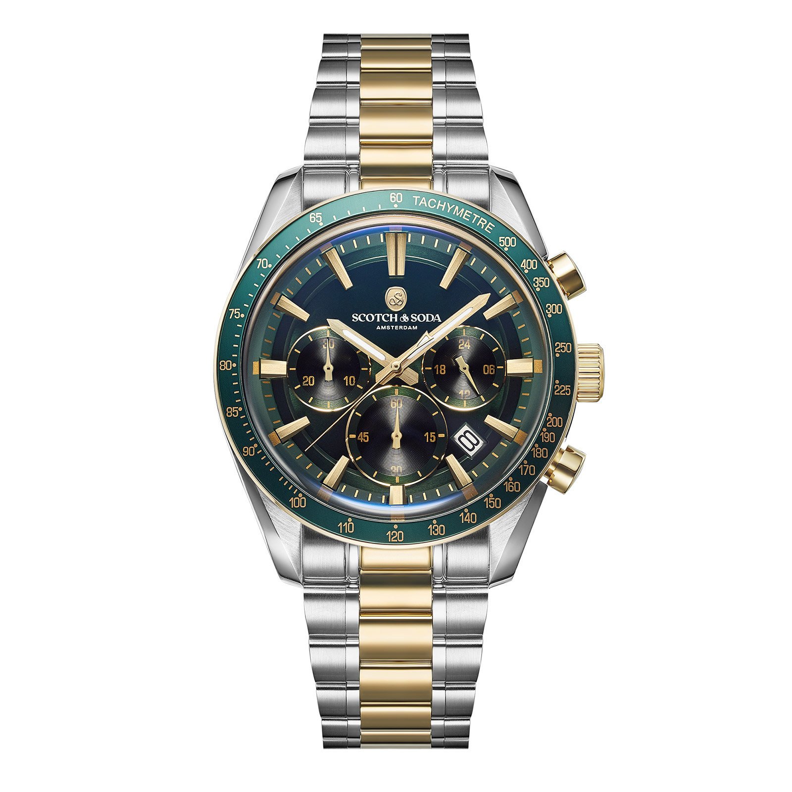 Scotch & Soda herr grön/bicolor, metallband - SSM.102C