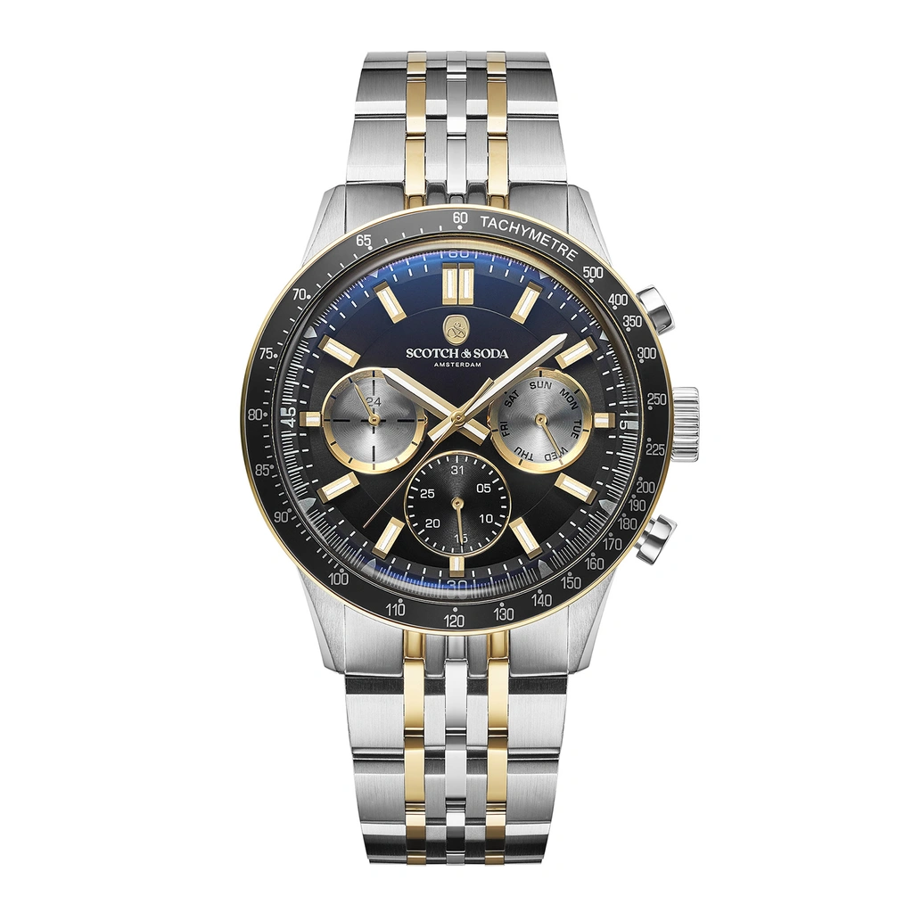Scotch & Soda herr svart/bicolor, metallband - SSM.104D