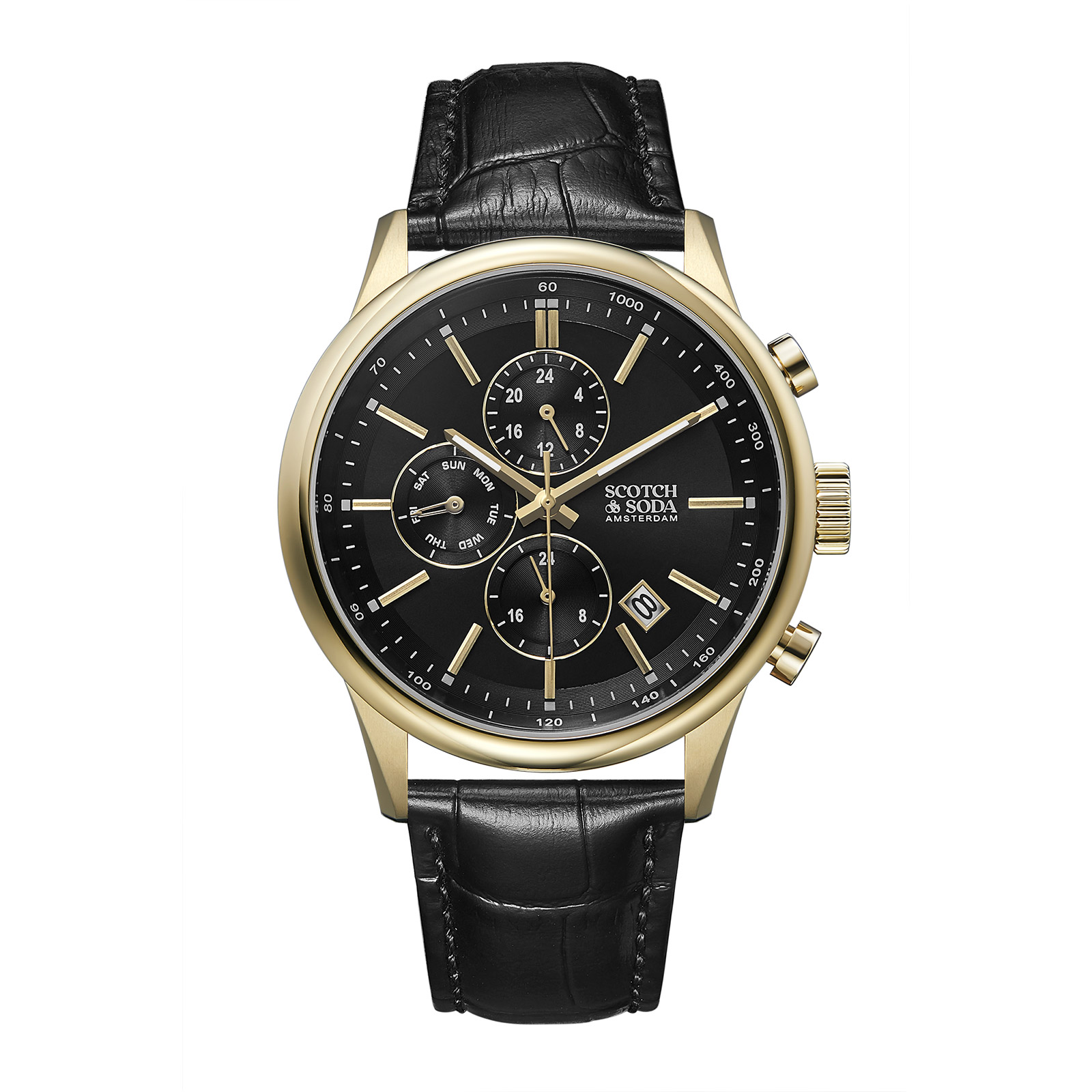 Scotch & Soda herr svart/guld, läderband - SSM.116D