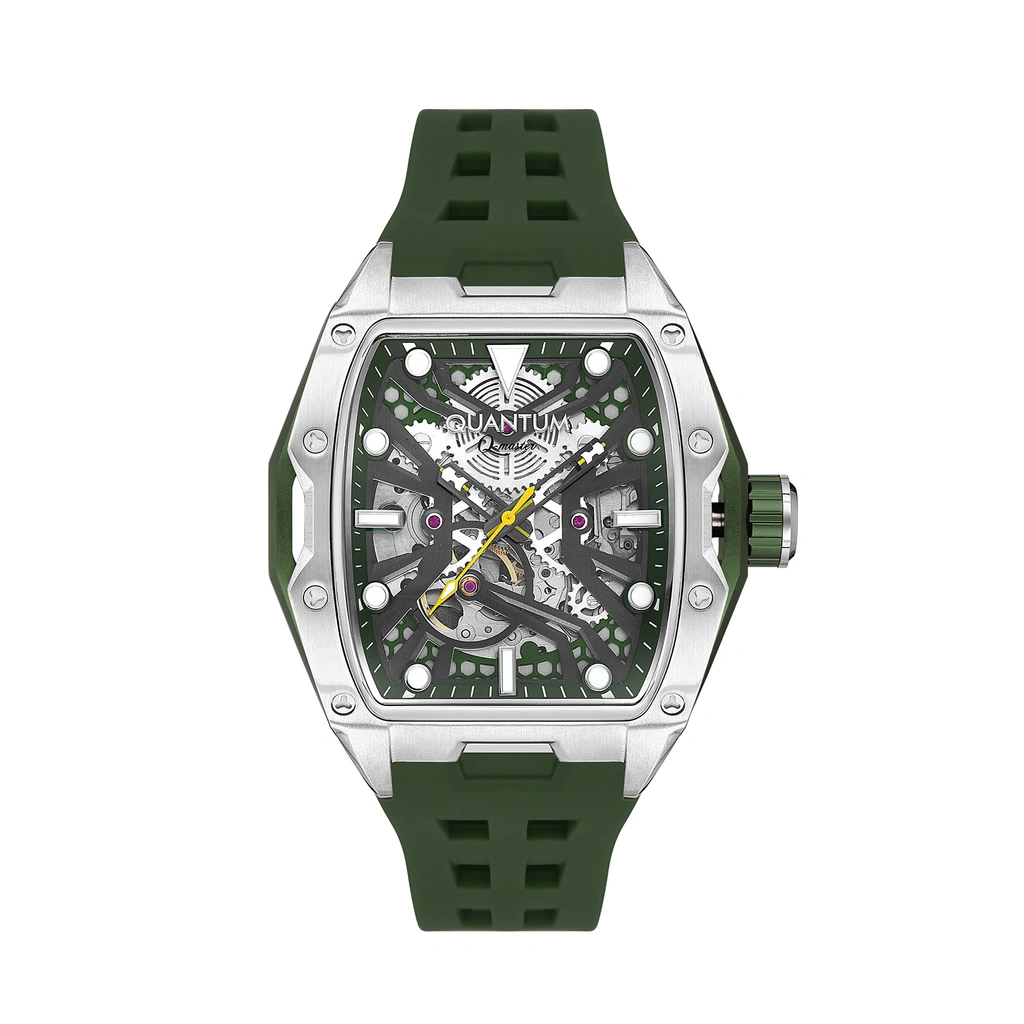 Quantum Automatic herr grön, silikonband - QMG1103.355