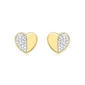 Örhängen 9k guld - hjärtan, Kubisk Zirkonia 8x7 mm