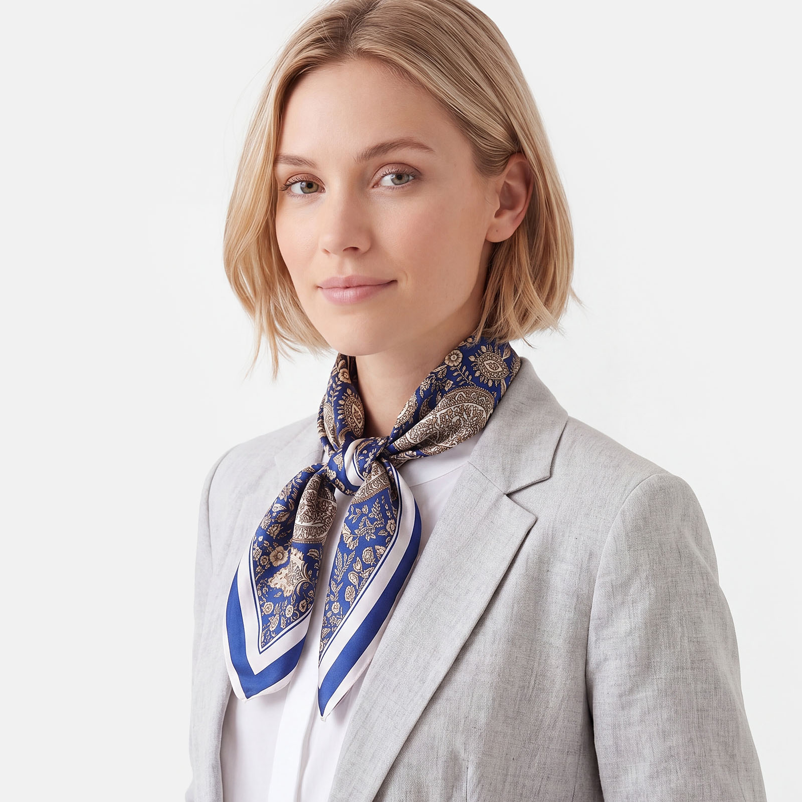 Blå och beige paisley-mönstrad scarf