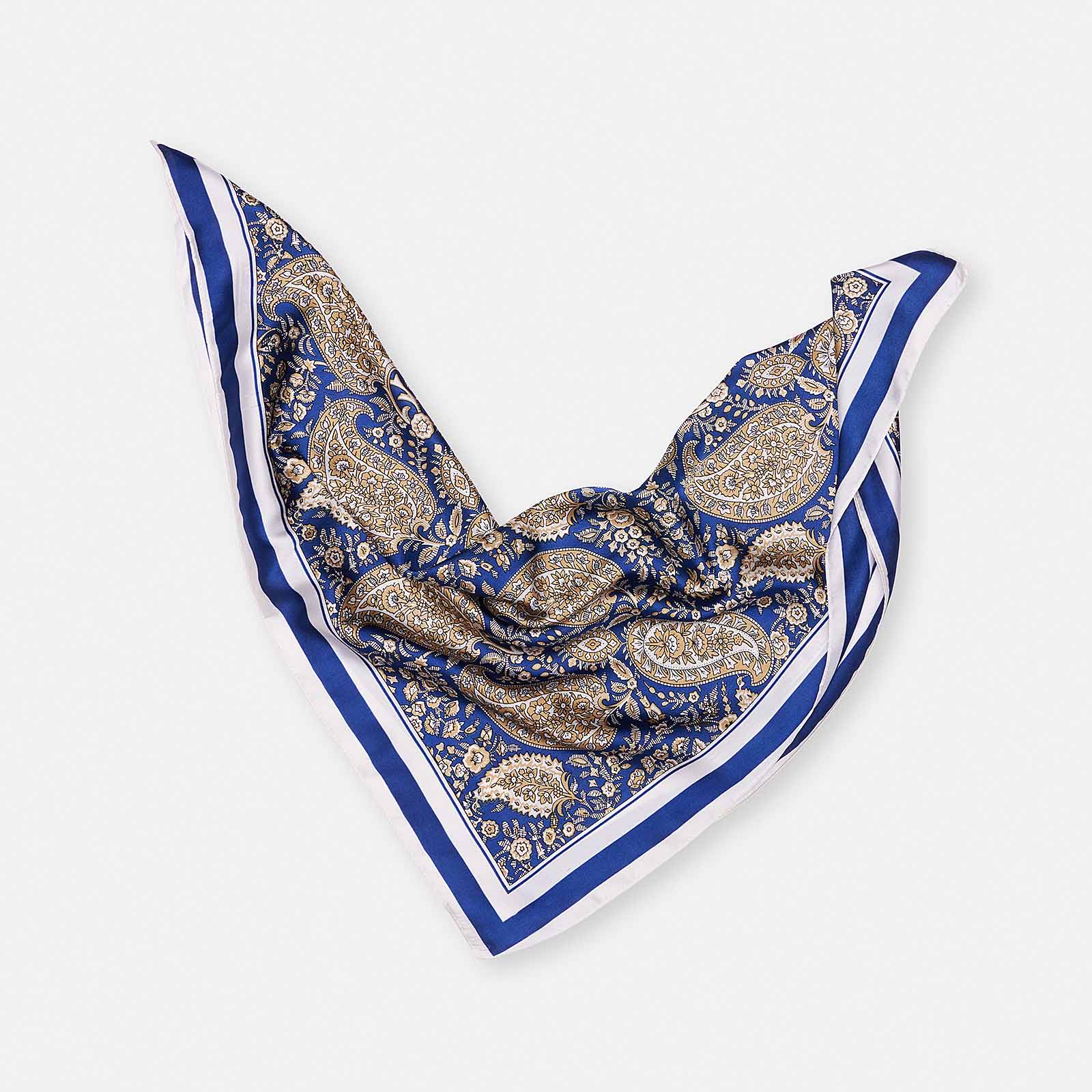 Blå och beige paisley-mönstrad scarf