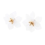 Örhängen, stora vita blommor med gulddetaljer - 5cm