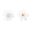 Örhängen, stora vita blommor med gulddetaljer - 5cm