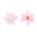 Örhängen, stora rosa blommor med gulddetaljer - 5cm
