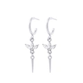 Silverfärgade örhängen, hängande blad och spik med glasstenar - 3cm