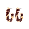 Guldfärgade örhängen, hoops med röd emalj - 1,5cm