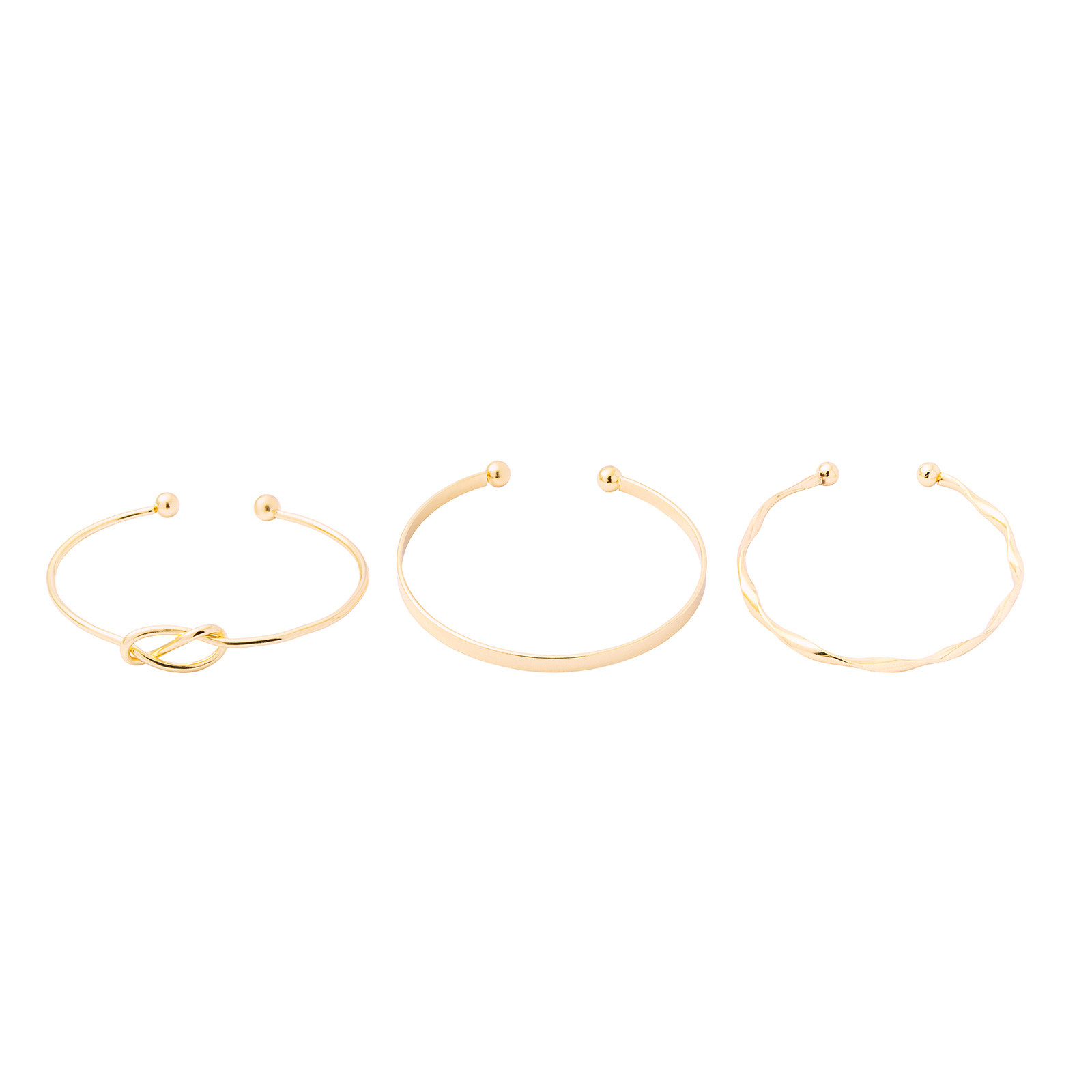 Guldfärgat armband, stela armringar i 3-pack - One size
