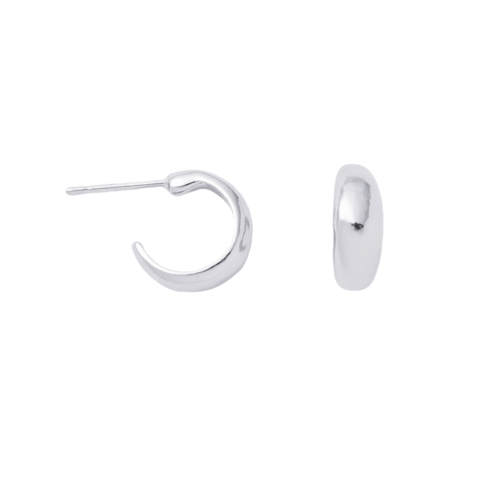 Silverfärgade örhängen, små chunky creoler – 1 cm