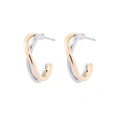 Bicolorfärgade örhängen, hoops i korsad design - 1,5 cm