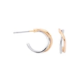 Bicolorfärgade örhängen, hoops i korsad design - 1,5 cm