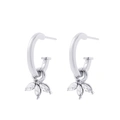 Silverfärgade örhängen, hängande blad av glasstenar - 2 cm