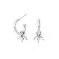 Silverfärgade örhängen, hängande blad av glasstenar - 2 cm