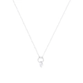 Silverfärgat halsband, cirkel med hängande kristall – 42+7 cm