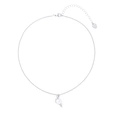 Silverfärgat halsband med hängande pärla och pil – 42+5cm
