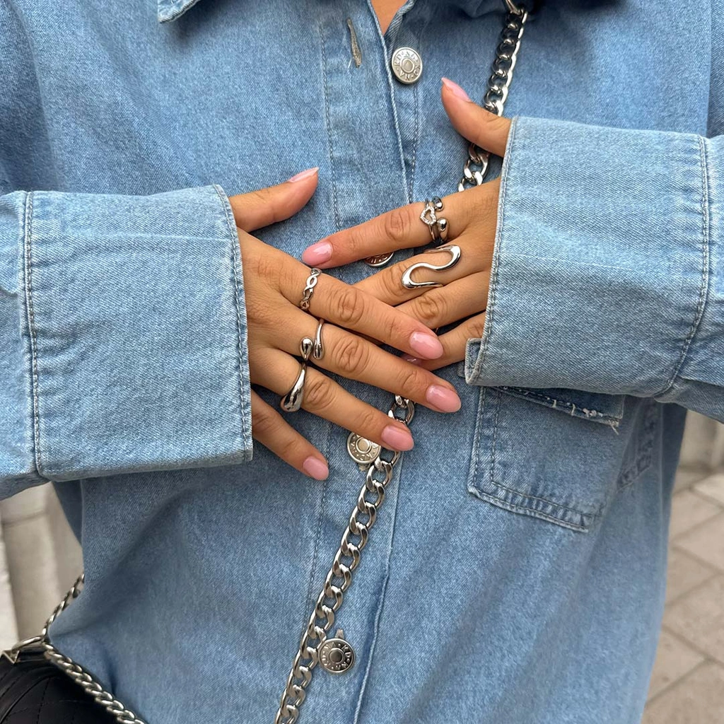 Silverfärgad ring, S-form Onesize