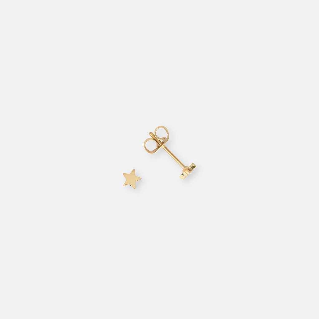 Örhängen i guldpläterat stål - stjärna, 4 mm