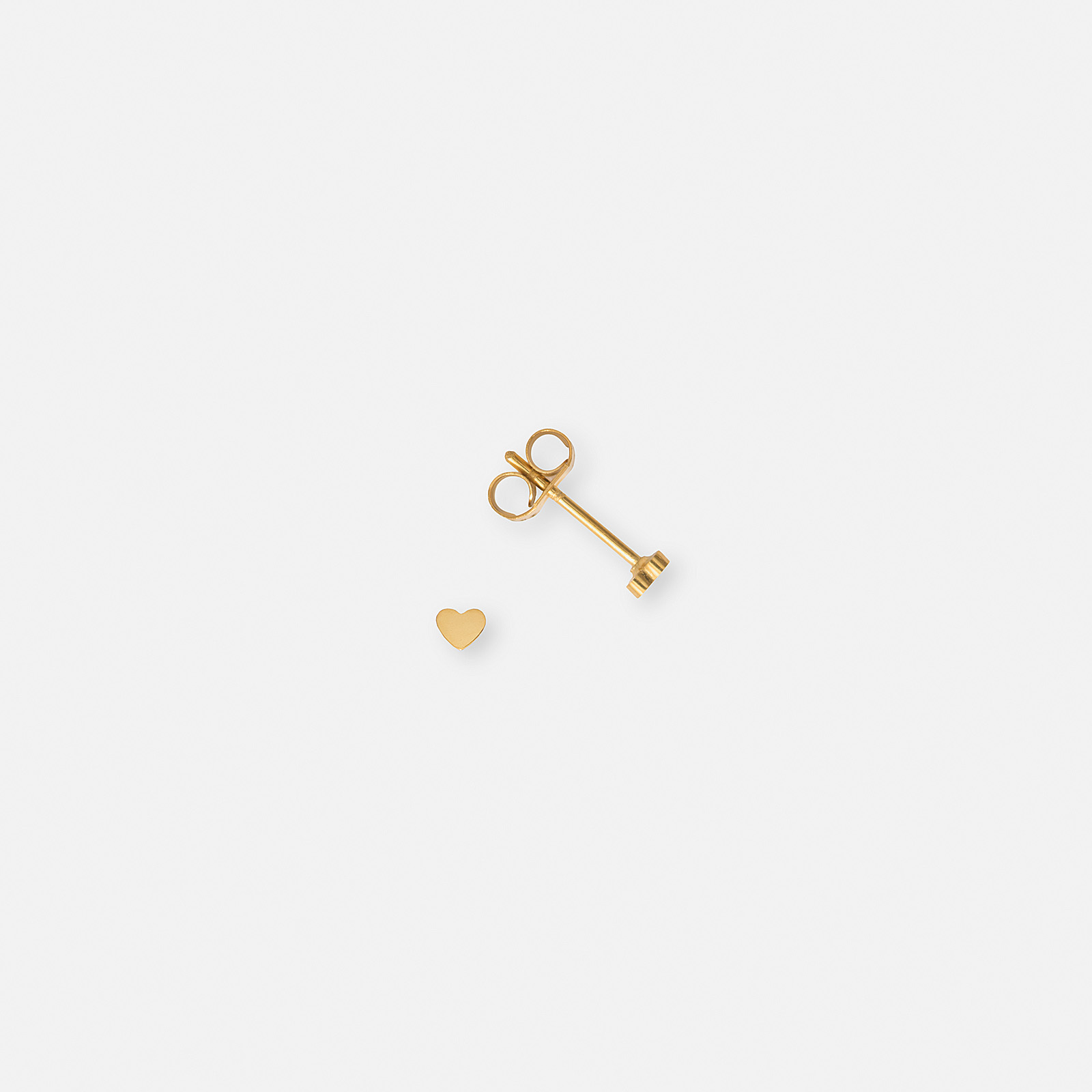 Örhängen i guldpläterat stål - hjärta, 3 mm