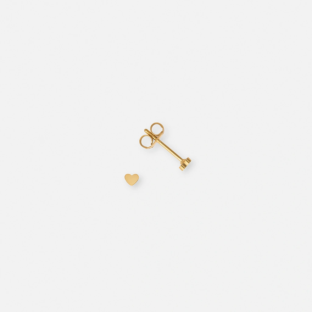 Örhängen i guldpläterat stål - hjärta, 3 mm