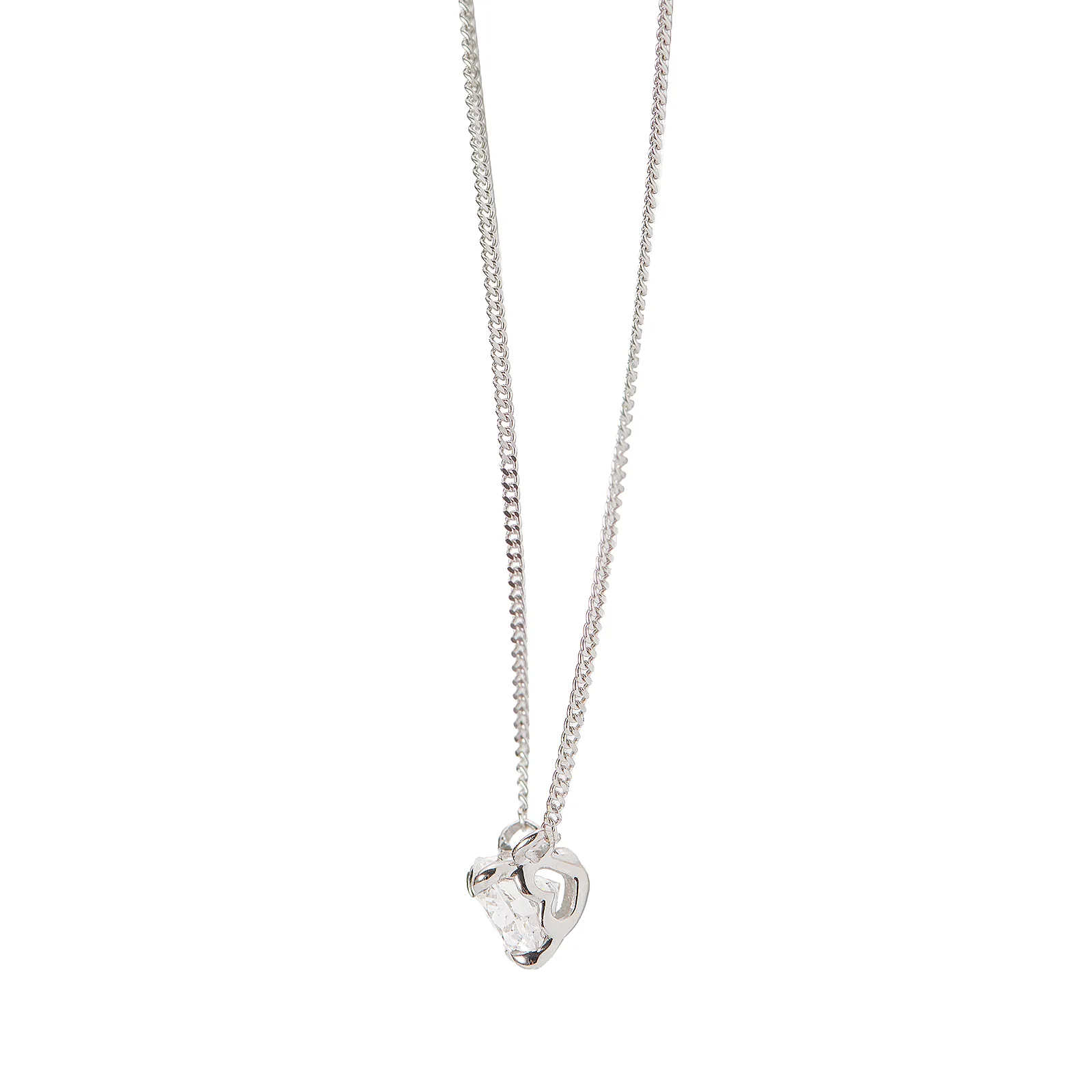 Halsband 9K vitguld 0,5 ct labbodlad diamant - 42+3cm