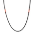Stålhalsband för herr, svart boxkedja 4 mm med orange tråd - 55+5 cm