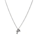 Stålhalsband, dubbla oxiderade kors - 55+5 cm