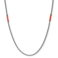 Stålhalsband för herr, boxkedja med orange tråddetaljer - 55+5 cm