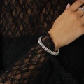 Silverfärgat armband Spike Noir, rosa hjärtan - Elastiskt