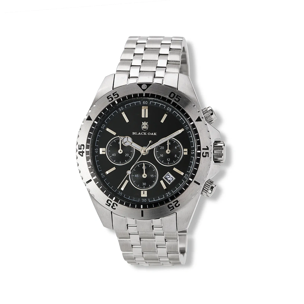 Black Oak herrklocka svart/silver, metallband - B88004-232