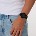 Black Oak herrklocka svart, gummiband - B88461-237
