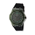 Black Oak herrklocka svart/grön gummiband - B88461-437