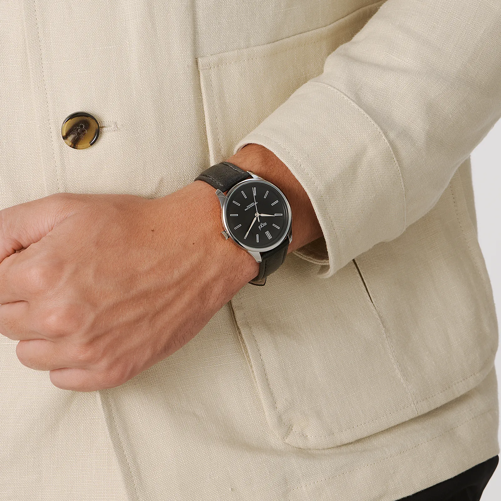 Regal herrklocka svart/silver, svart band - R25061-237