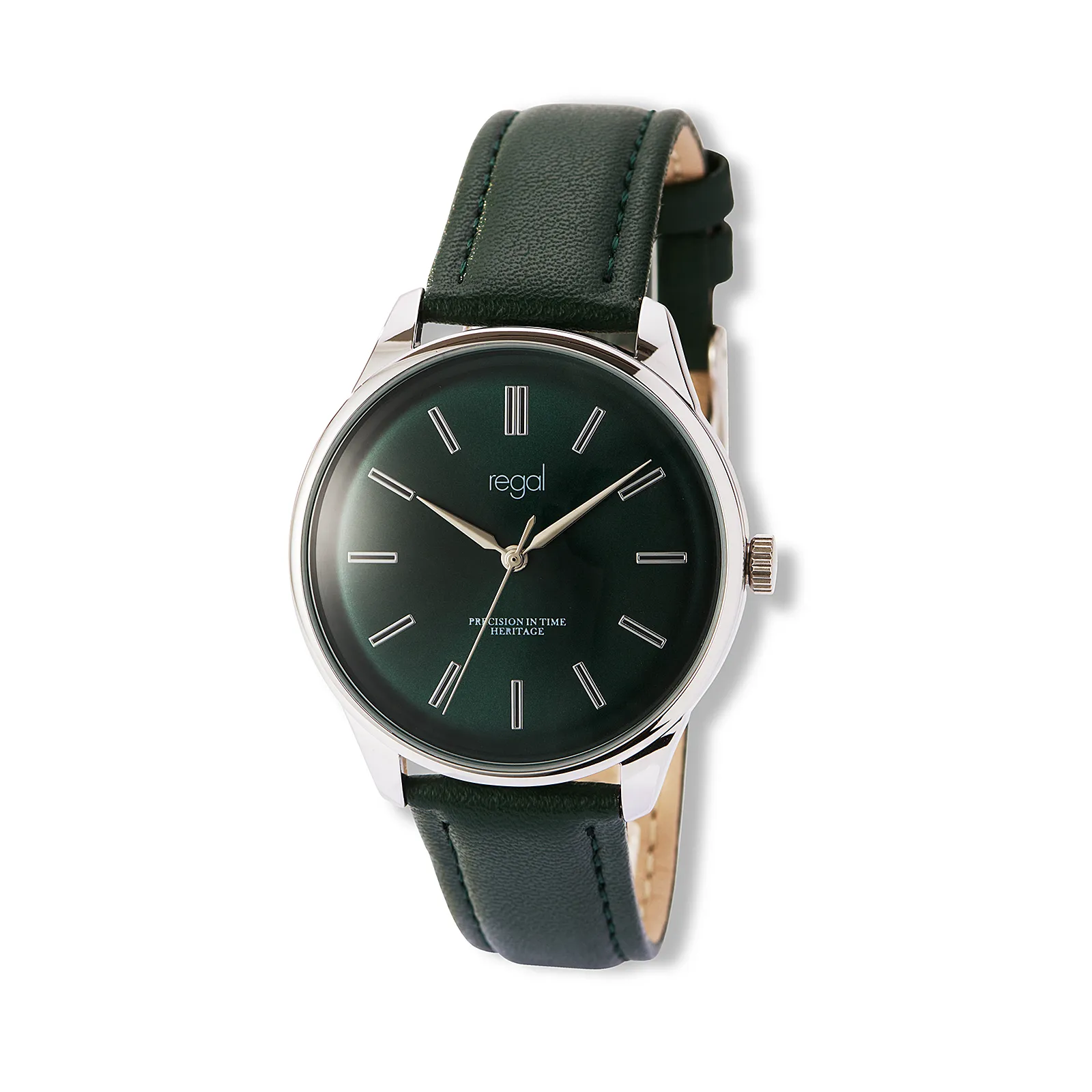 Regal herrklocka grön/silver, grönt band - R25061-333