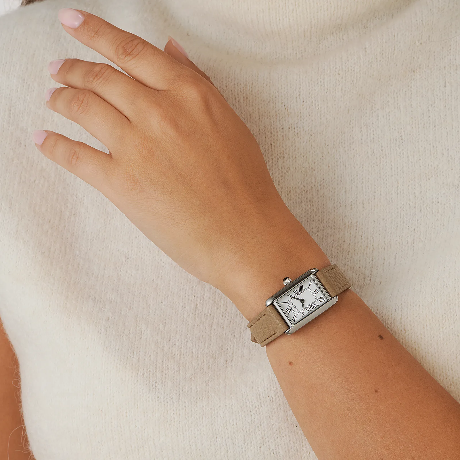 Axcent damklocka vit/silver, beige band - X25014-126