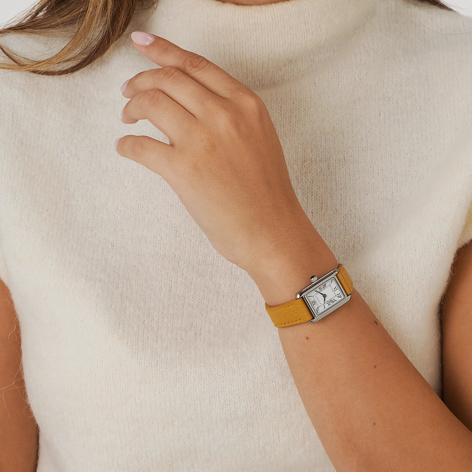 Axcent damklocka vit/silver, beige band - X25014-129