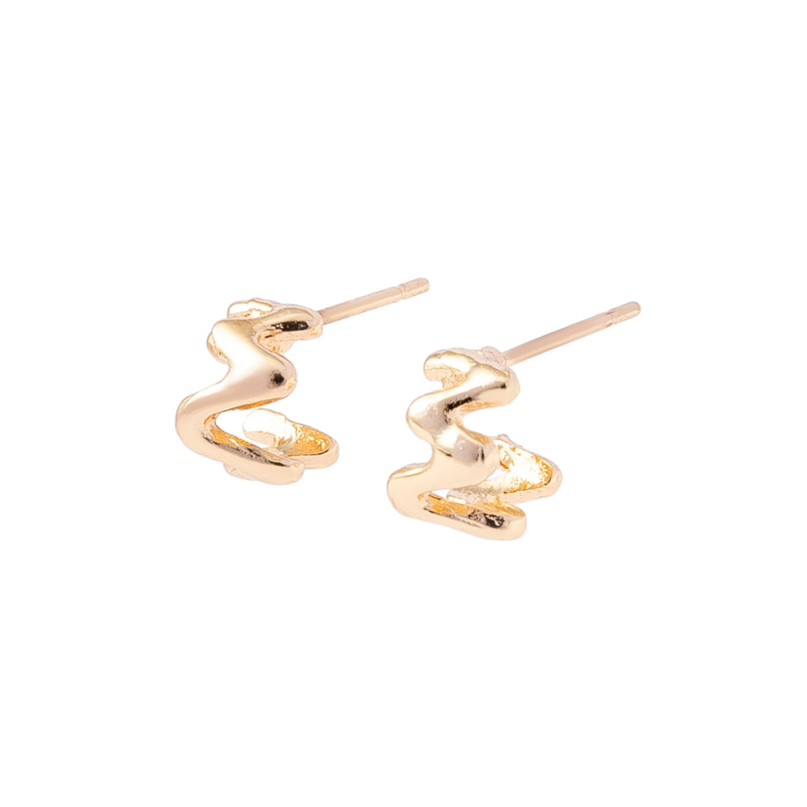 Guldfärgade örhängen C-hoops, vågig design - 1,5cm