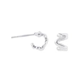 Silverfärgade örhängen C-hoops, vågig design - 1,5cm