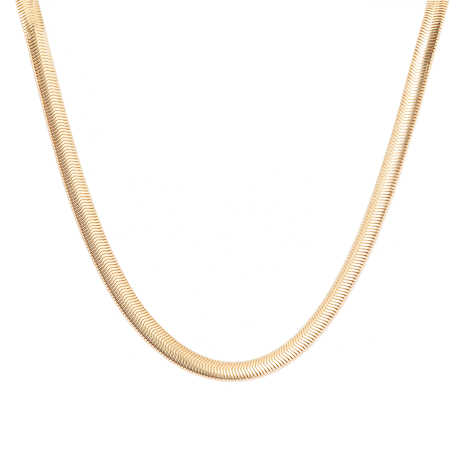 Guldfärgat halsband, bred ormlänk 7mm - 42+5cm
