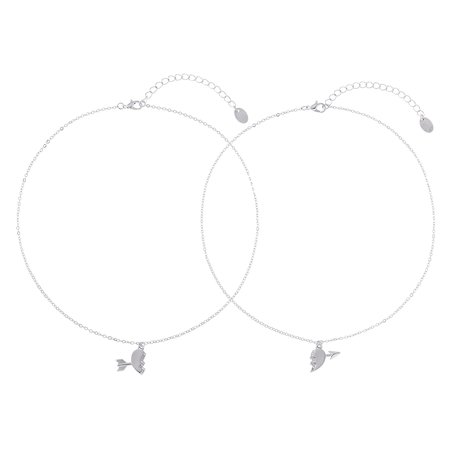 Silverfärgade vänskapshalsband 2-pack - 42+5cm