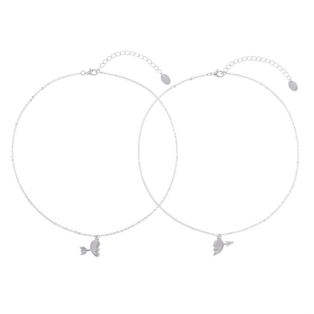 Silverfärgade vänskapshalsband 2-pack - 42+5cm