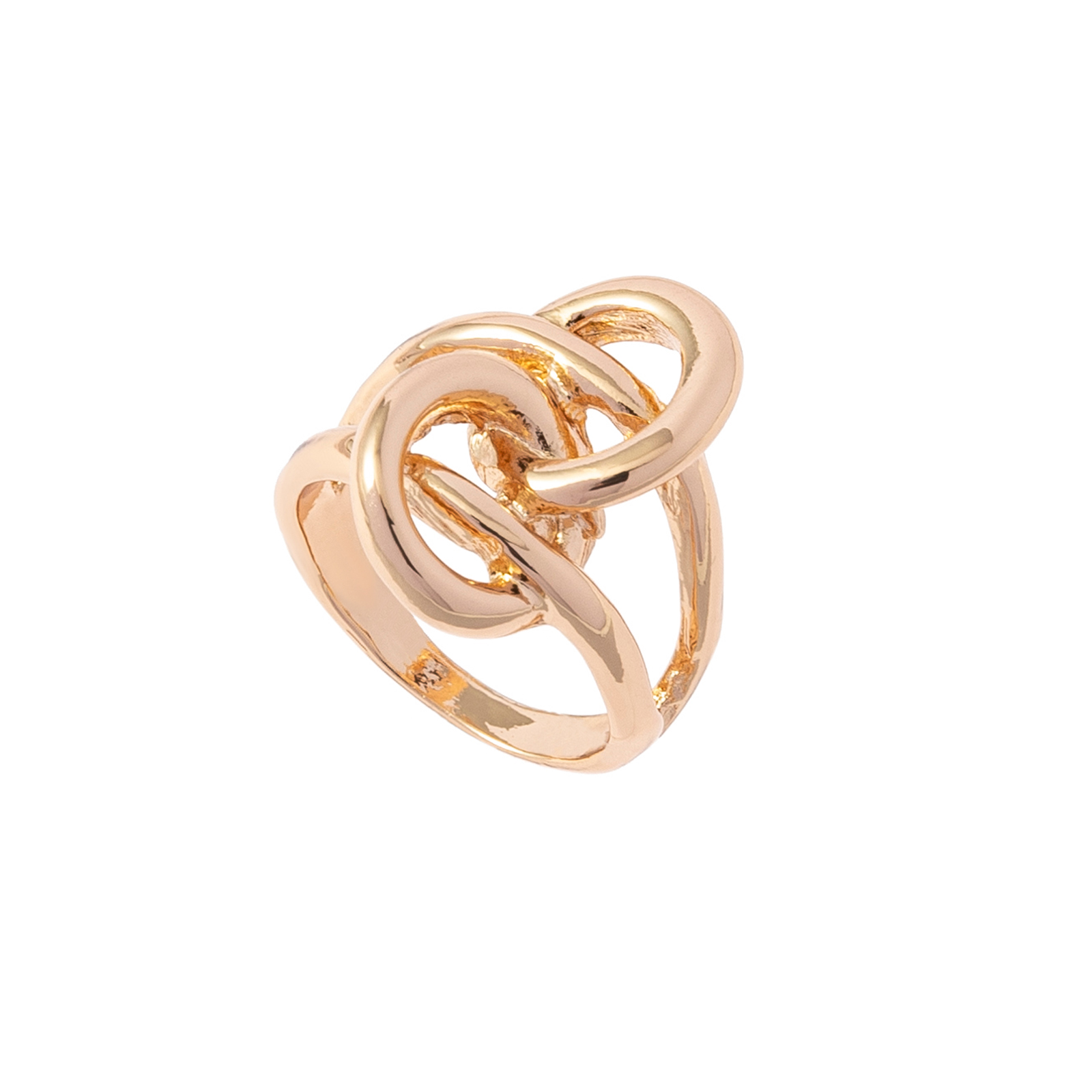 Guldfärgad ring, sammankopplade cirklar i knutdesign - 17mm