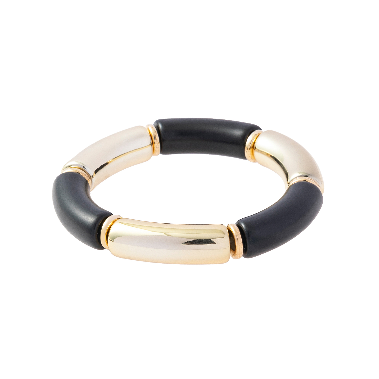 Guldfärgat armband, böjda rör i svart och guld - Justerbar