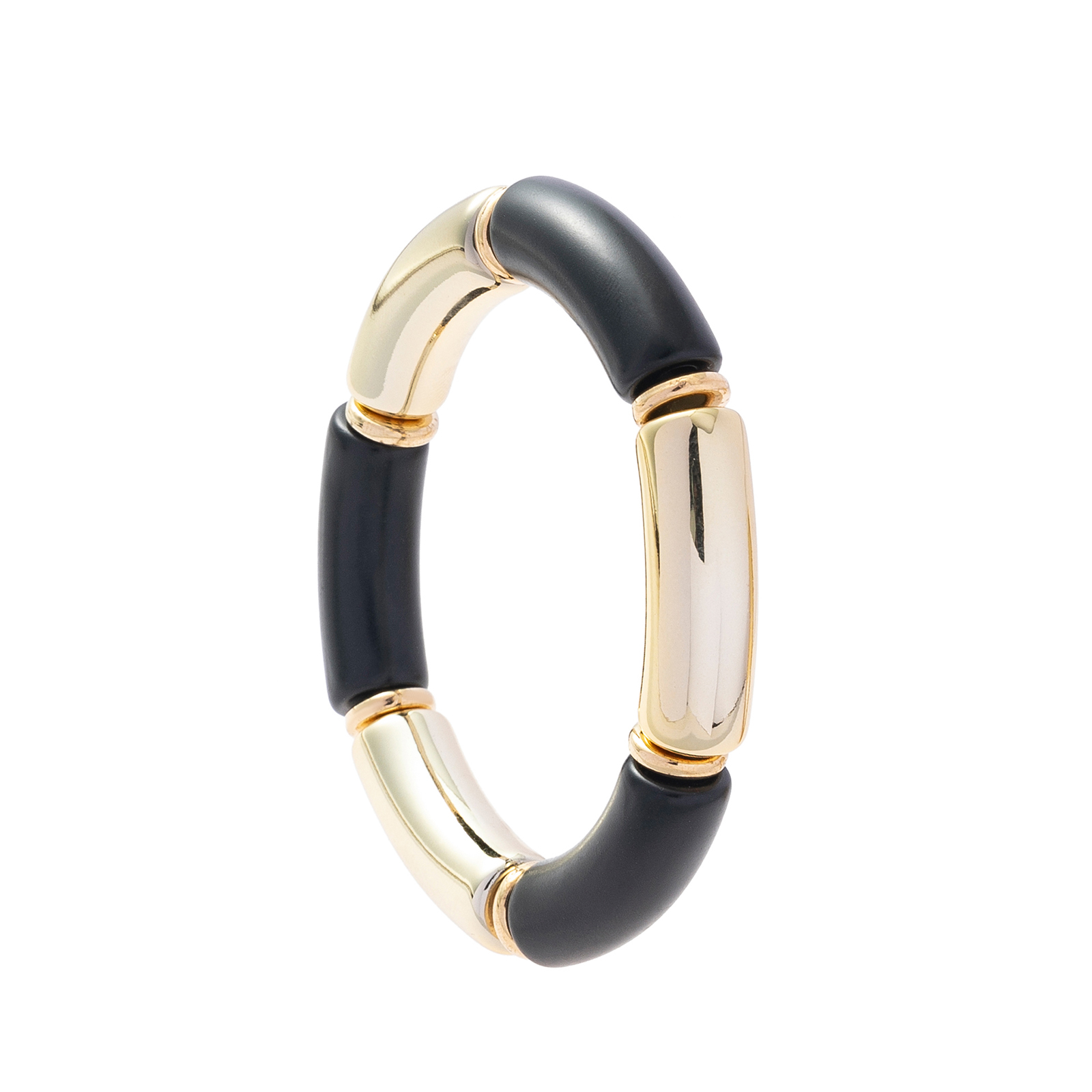 Guldfärgat armband, böjda rör i svart och guld - Justerbar