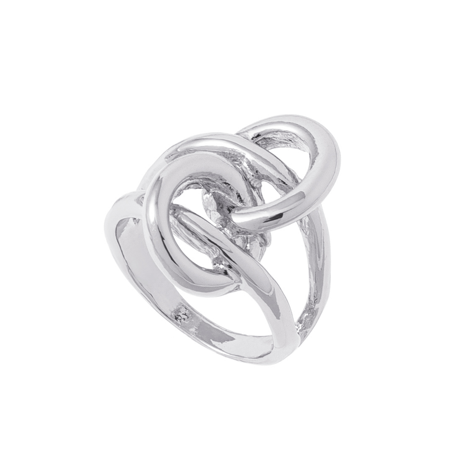 Silverfärgad ring, sammankopplade cirklar i knutdesign - 18mm