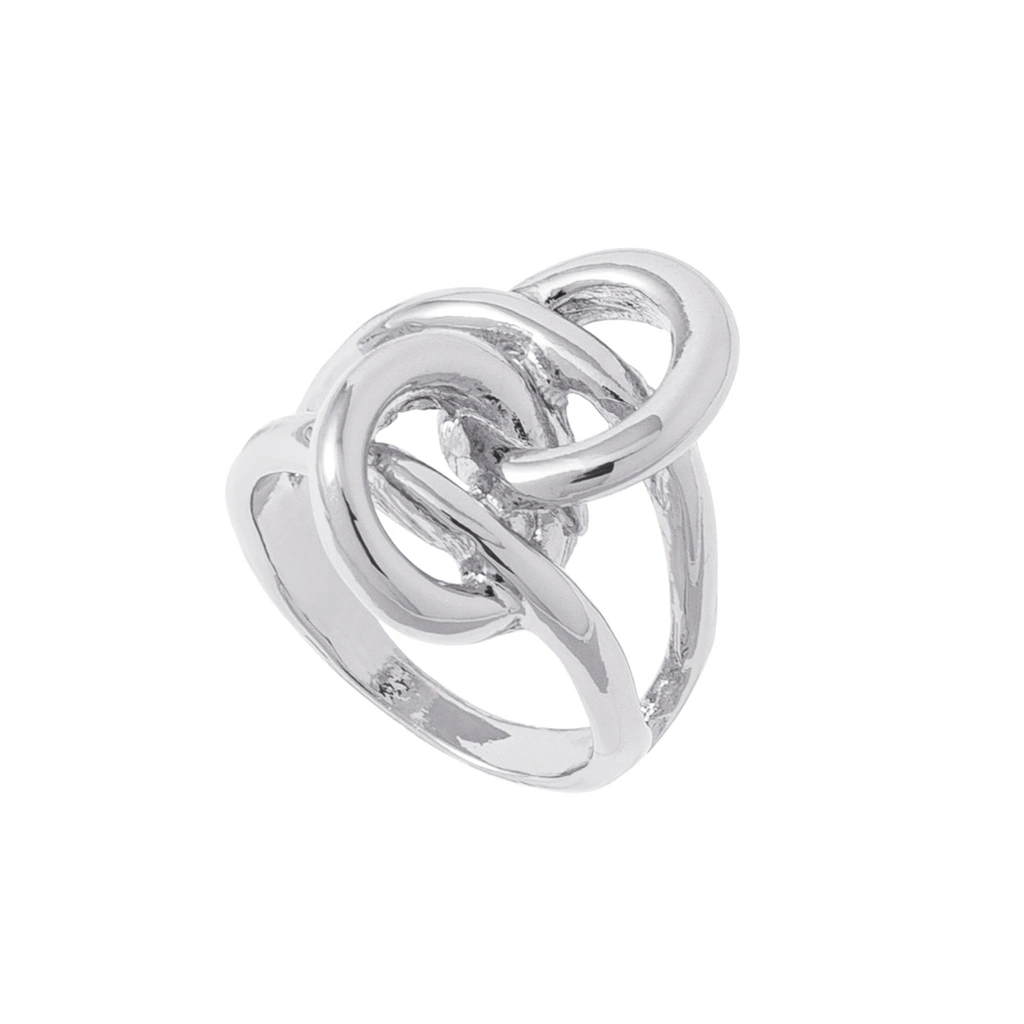 Silverfärgad ring, sammankopplade cirklar i knutdesign - 18mm