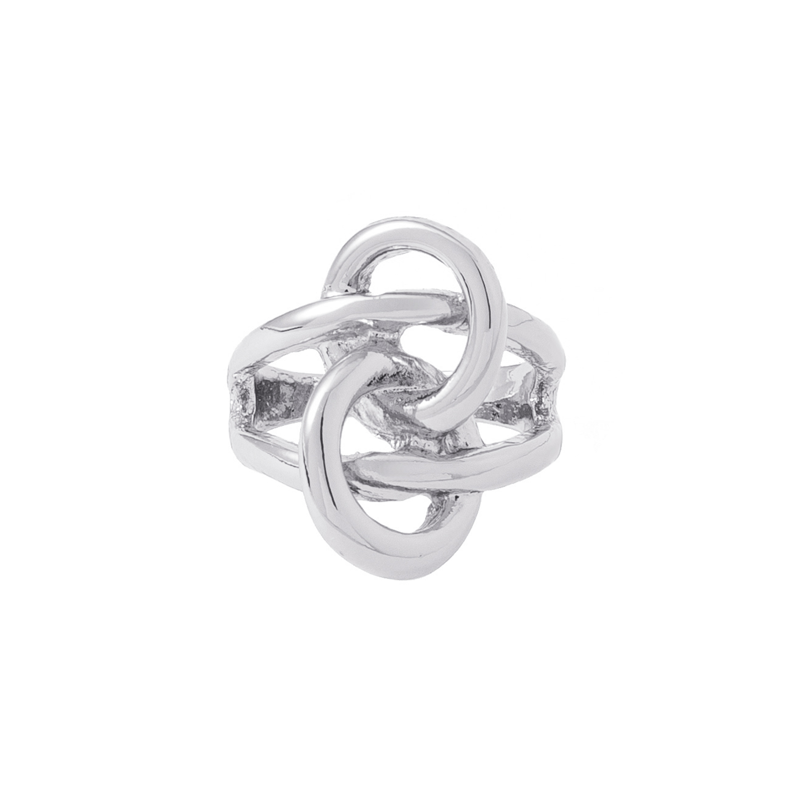 Silverfärgad ring, sammankopplade cirklar i knutdesign - 18mm