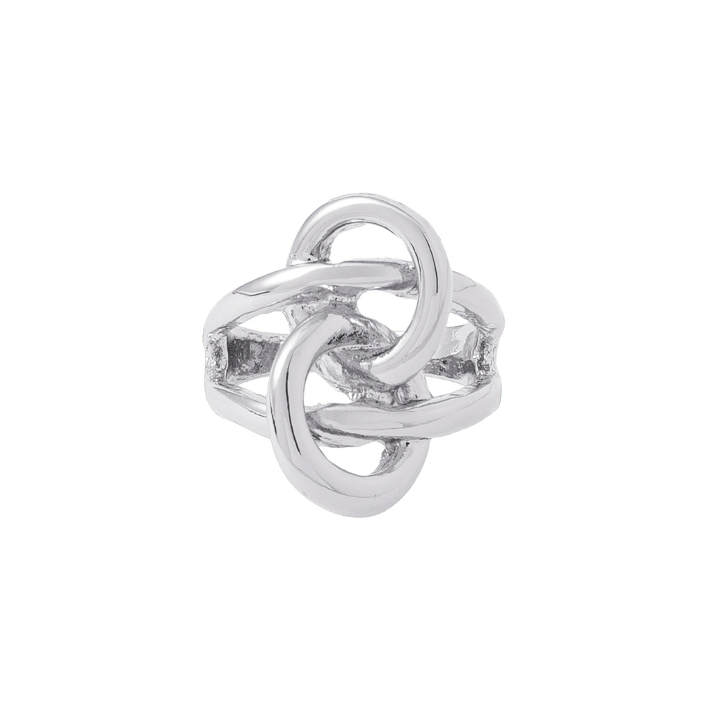 Silverfärgad ring, sammankopplade cirklar i knutdesign - 18mm